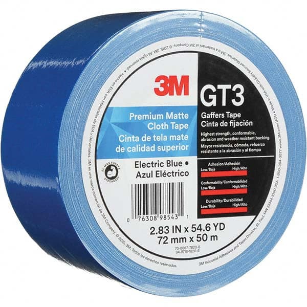 3M - 50m x 72mm x 11 mil Blue Cotton Cloth Gaffers Tape - All Tool & Supply