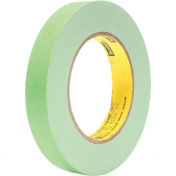 Masking Tape: 60 yd Long, 6.7 mil Thick, Light Green Paper, Rubber Adhesive, 20 lb/in Tensile Strength