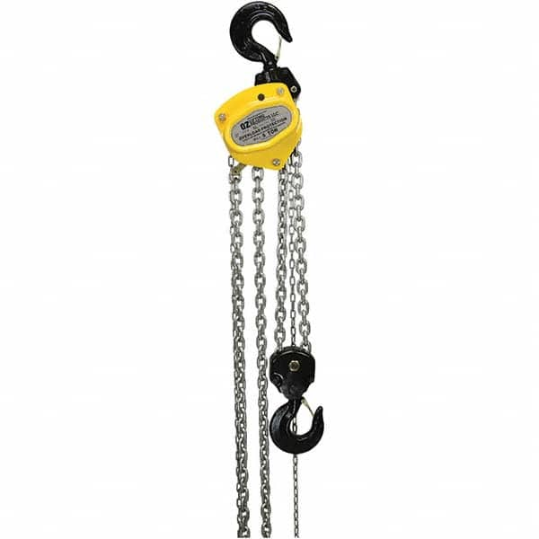 OZ Lifting Products - 10,000 Lb Capacity, 20' Lift Height, Manual Chain Hoist with Overload Protection - All Tool & Supply