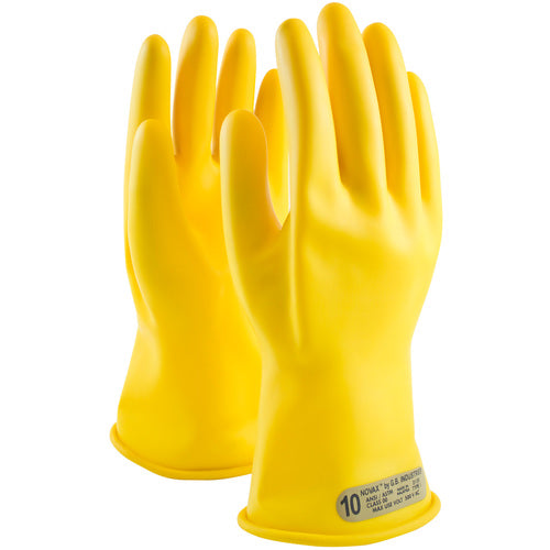 ‎170-00-11/12 - Novax - Natural Rubber Insulating Glove - Class 00 - 11″ - Yellow - Straight Cuff - Exact Industrial Supply