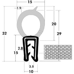 Fairchild Industries - Automotive Replacement Parts; Type: Trim Seal ; Application: Trim Seal, Sponge Bulb and Dense Rubber with Flexible Segmented Steel Core, .11"-.14", Black, 25 ft. - Exact Industrial Supply