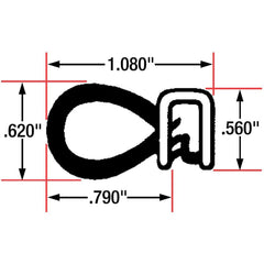 Fairchild Industries - Automotive Replacement Parts; Type: Trim Seal ; Application: Trim Seal, Sponge Bulb and Dense Rubber with Flexible Steel Wire Core, .065"-.950", Black, 25 ft. - Exact Industrial Supply