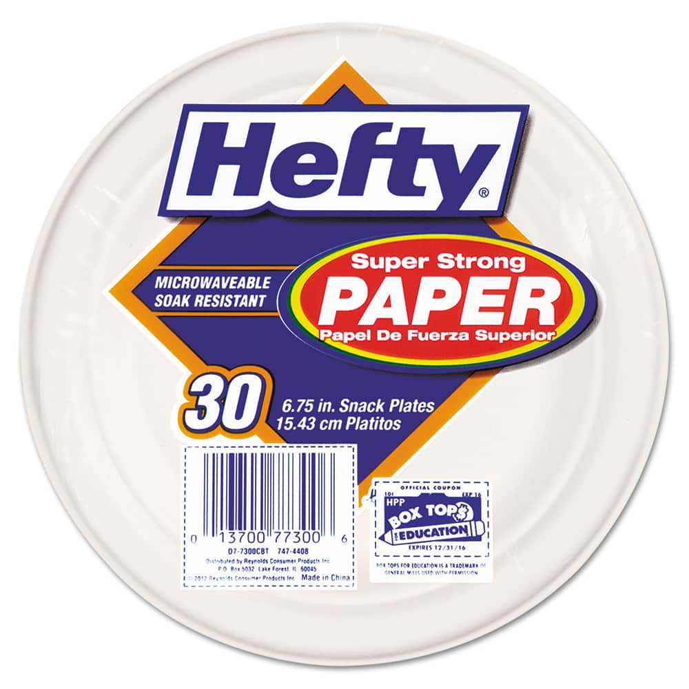 Hefty - Paper & Plastic Cups, Plates, Bowls & Utensils; Breakroom Accessory Type: Plates ; Breakroom Accessory Description: Dinnerware-Plate; Paper ; Color: White - Exact Industrial Supply