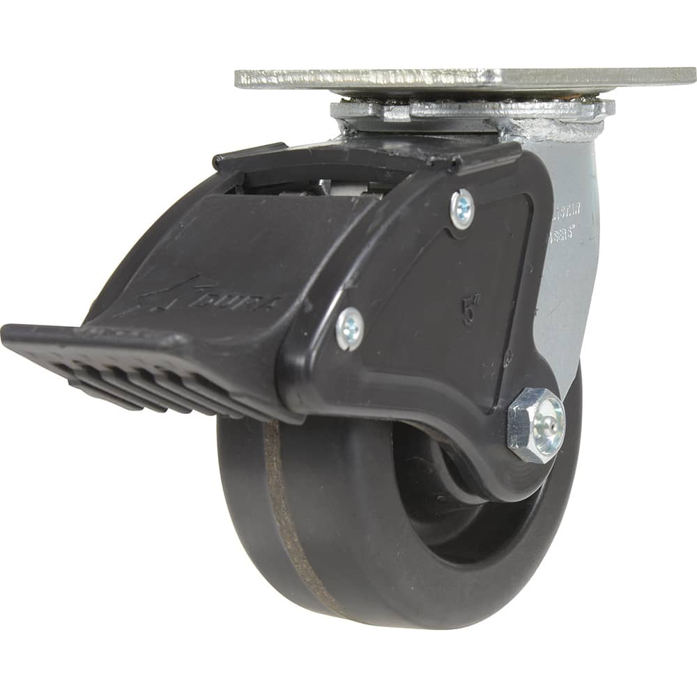 Vestil - Standard Casters; Mount: With Holes ; Style: Swivel w/Total Brake ; Wheel Diameter: 5 (Inch); Wheel Width: 2 (Inch); Overall Height (Inch): 6-1/2 ; Load Capacity (Lb.): 1000.000 - Exact Industrial Supply