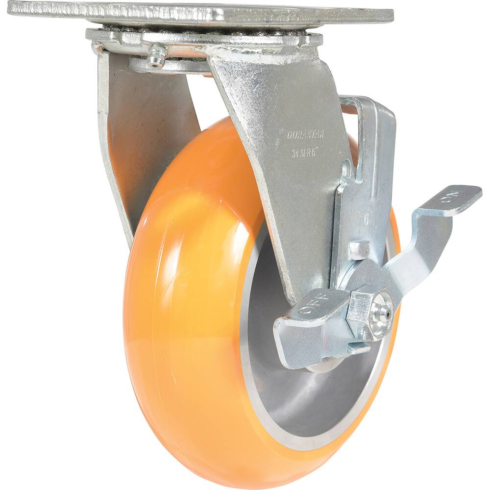 Vestil - Standard Casters; Mount: With Holes ; Style: Swivel w/Brake ; Wheel Diameter: 6 (Inch); Wheel Width: 2 (Inch); Overall Height (Inch): 7-1/2 ; Load Capacity (Lb.): 1250.000 - Exact Industrial Supply