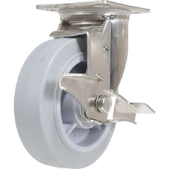 Vestil - Standard Casters; Mount: With Holes ; Style: Swivel w/Brake ; Wheel Diameter: 6 (Inch); Wheel Width: 2 (Inch); Overall Height (Inch): 7-1/2 ; Load Capacity (Lb.): 600.000 - Exact Industrial Supply