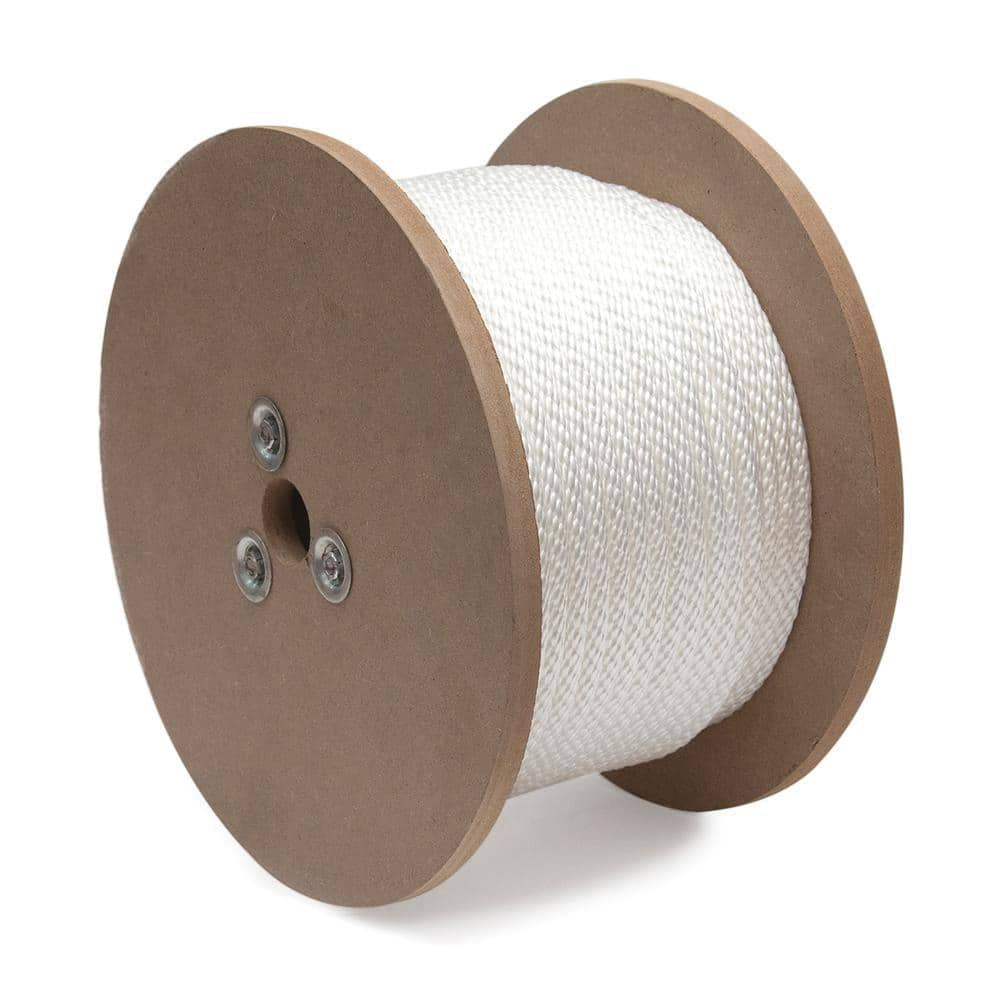 Mibro - Rope; Type: Smooth Braid ; Head/Holder Diameter (Inch): 1/4 ; Material: Nylon ; Load Capacity (Lb.): 90.000 ; Maximum Length: 600.00 ; Color: White - Exact Industrial Supply