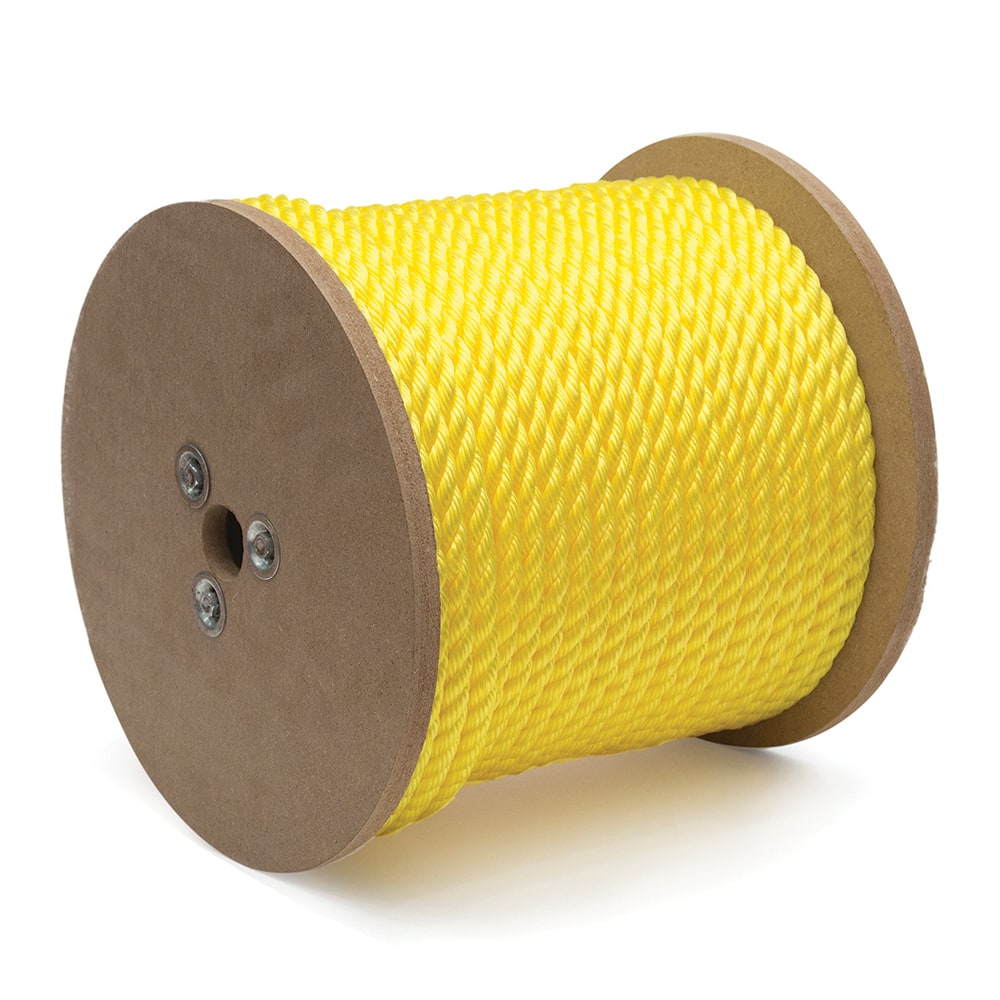 Mibro - Rope; Type: Twisted Rope ; Head/Holder Diameter (Inch): 3/4 ; Material: Polypropylene ; Load Capacity (Lb.): 1000.000 ; Maximum Length: 100.00 ; Color: Yellow - Exact Industrial Supply