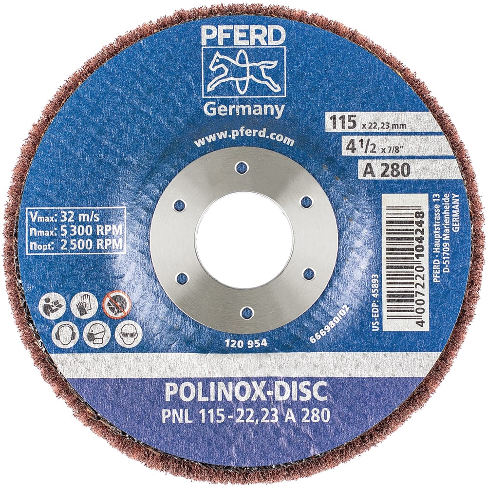 PFERD - 4-1/2 x 3/4" Aluminum Oxide Deburring Disc - Exact Industrial Supply