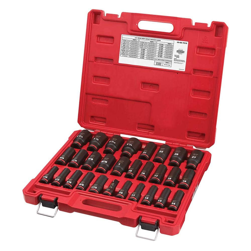 Milwaukee Tool - 29 Pc 1/2" Drive Deep Socket Set - Exact Industrial Supply