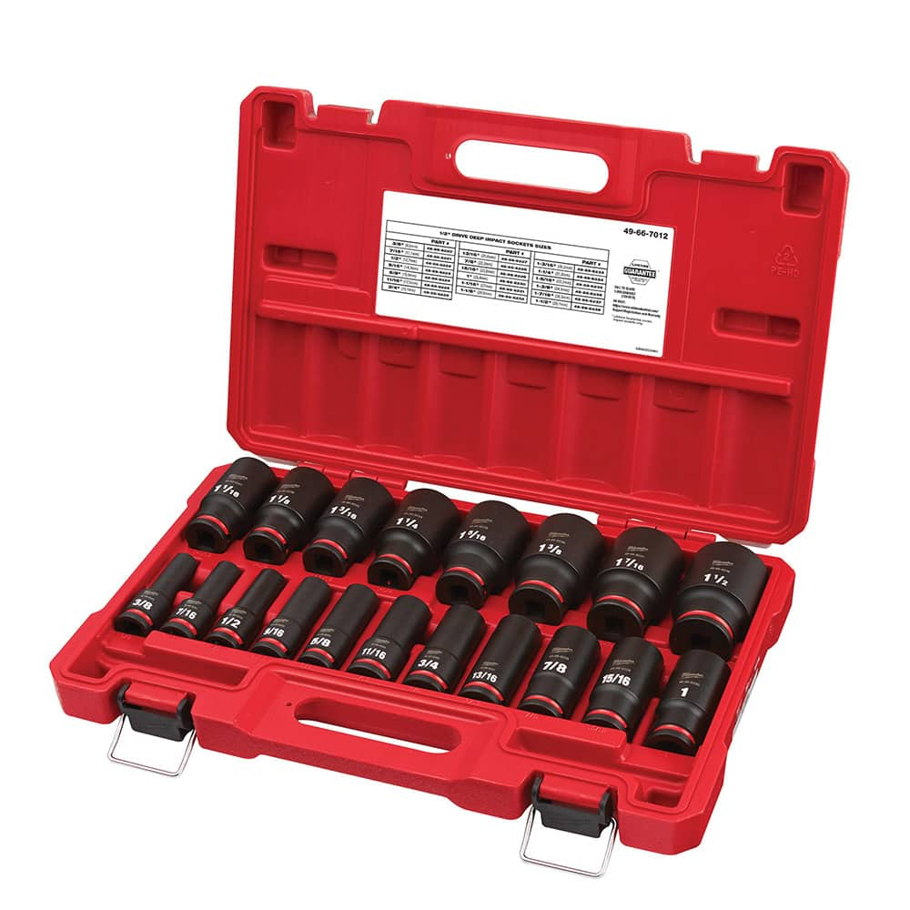 Milwaukee Tool - 19 Pc 1/2" Drive Deep Socket Set - Exact Industrial Supply