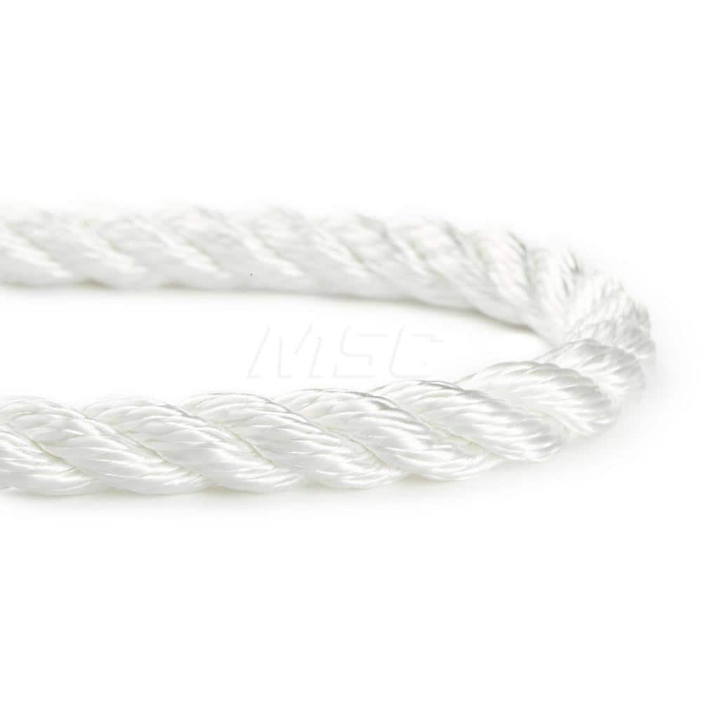 Rope; Rope Construction: 3 Strand Twisted; Material: Nylon; Work Load Limit: 60 lb; Color: White; Maximum Temperature (F) ( - 0 Decimals): 295; Breaking Strength: 1710; Application: General Purpose; Rope Strand Count: 3; Package Type: Reel; Additional Inf