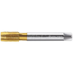 Spiral Point Tap: 1/2-20, UNF & DIN 376, 4 Flutes, Plug, 2B, HSS-E, TiN Finish 21 mm Thread Length, 100 mm OAL, Right Hand, Series TC216