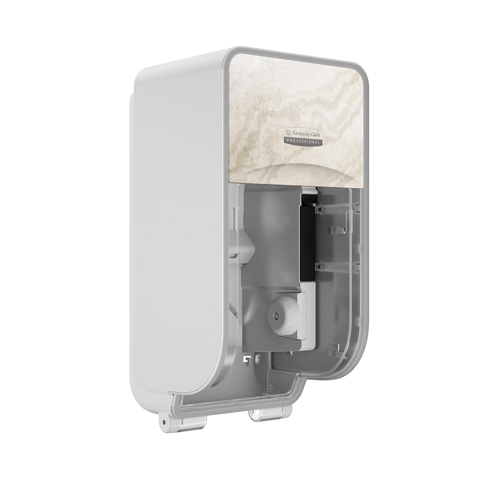 ICON Coreless Standard Roll Toilet Paper Dispenser 2 Roll Vertical, Warm Marble Design Faceplate; 1 Dispenser and Faceplate per Case