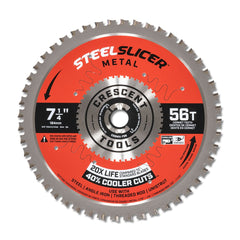 Wet & Dry Cut Saw Blade: 7-1/4″ Dia, 5/8″ Arbor Hole, 0.079″ Kerf Width, 56 Teeth Use on Metal Cutting, Round with Diamond Knockout Arbor