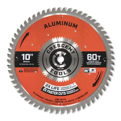 Wet & Dry Cut Saw Blade: 10″ Dia, 5/8″ Arbor Hole, 0.11″ Kerf Width, 60 Teeth Use on Aluminum Cutting