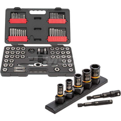 Tap & Die Set: 1/2-20 Taps, 1/2-20 Dies, BSP, Metric Coarse, Metric Fine, NPT, UNC & UNF Carbon Steel, 1″ Hex Dies, Plug & Taper, 75 Pc