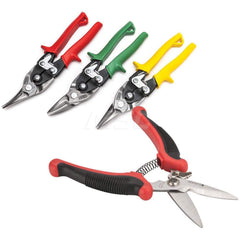 Snip & Shear Sets; Type: Aviation Snip Set; Pattern: Staight; Left/Straight; Right/Straight; Overall Length (Inch): 9-3/4; Number of Pieces: 3.000; Contents: Includes: 8-1/2″ Cushion Grip Utility Sheer; Overall Length (Decimal Inch): 9-3/4; Overall Length