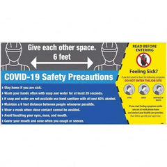 NMC - "COVID-19 - COVID-19 Safety Precautions", 48" Wide x 24" High, Aluminum Composite Panel Safety Sign - All Tool & Supply