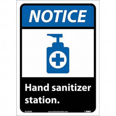 NMC - "Notice - Hand Sanitizer Station", 10" Wide x 14" High, Pressure-Sensitive Vinyl Safety Sign - All Tool & Supply