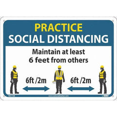 NMC - "Practice Social Distancing", 14" Wide x 10" High, Aluminum Safety Sign - All Tool & Supply