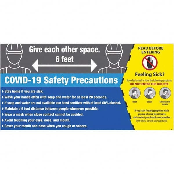 NMC - "COVID-19 - COVID-19 Safety Precautions", 96" Wide x 48" High, Aluminum Composite Panel Safety Sign - All Tool & Supply