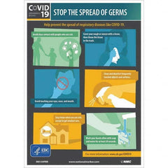 NMC - "COVID-19 - STOP THE SPREAD OF GERMS", 10" Wide x 14" High, Pressure-Sensitive Vinyl Safety Sign - All Tool & Supply