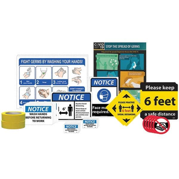 NMC - "Back To Work Kit", 1" Wide x 1" High, Aluminum Composite Panel Safety Sign - All Tool & Supply