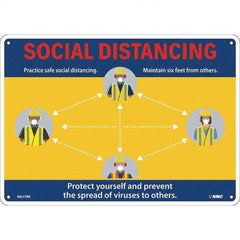 NMC - "Social Distancing", 14" Wide x 10" High, Rigid Plastic Safety Sign - All Tool & Supply