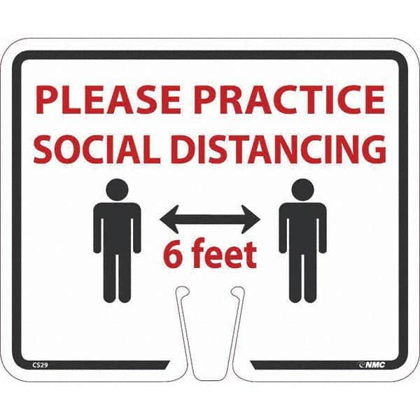 NMC - "Please Practice Social Distancing", 12-5/8" Wide x 10-3/8" High, Rigid Plastic Safety Sign - All Tool & Supply