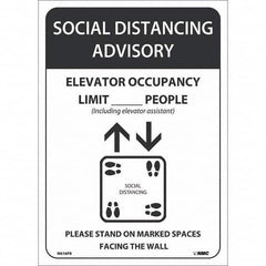 NMC - "Social Distancing Advisory Elevatory Occupancy", 10" Wide x 14" High, Pressure-Sensitive Vinyl Safety Sign - All Tool & Supply