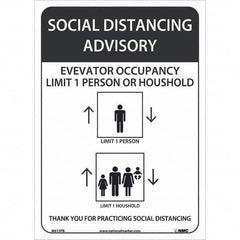 NMC - "Social Distancing Advisory Elevatory Occupancy", 10" Wide x 14" High, Pressure-Sensitive Vinyl Safety Sign - All Tool & Supply