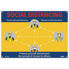 NMC - "Social Distancing", 14" Wide x 10" High, Aluminum Safety Sign - All Tool & Supply