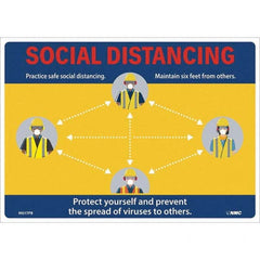 NMC - "Social Distancing", 14" Wide x 10" High, Pressure-Sensitive Vinyl Safety Sign - All Tool & Supply