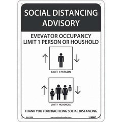 NMC - "Social Distancing Advisory Elevatory Occupancy", 10" Wide x 14" High, Rigid Plastic Safety Sign - All Tool & Supply