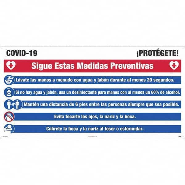 NMC - "COVID-19 - PROTECT YOURSELF!", 48" Wide x 24" High, Aluminum Composite Panel Safety Sign - All Tool & Supply