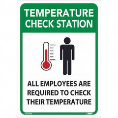 NMC - "Temperature Check Station", 10" Wide x 14" High, Pressure-Sensitive Vinyl Safety Sign - All Tool & Supply