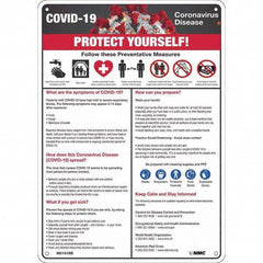 NMC - "COVID-19 - PROTECT YOURSELF!", 10" Wide x 14" High, Rigid Plastic Safety Sign - All Tool & Supply