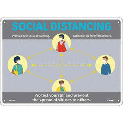 NMC - "Social Distancing", 14" Wide x 10" High, Rigid Plastic Safety Sign - All Tool & Supply