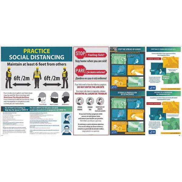 NMC - "COVID-19 - Practice Social Distancing", 96" Wide x 48" High, Aluminum Composite Panel Safety Sign - All Tool & Supply