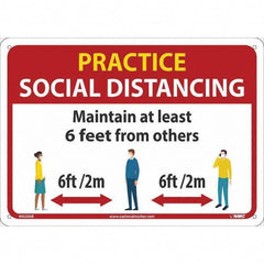 NMC - "Practice Social Distancing", 14" Wide x 10" High, Aluminum Safety Sign - All Tool & Supply