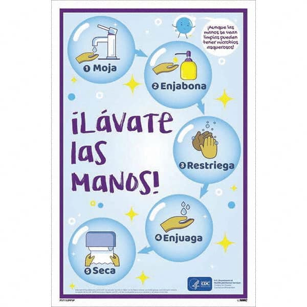 NMC - "COVID-19 - Il\xE1vate Las Manos!", 12" Wide x 18" High, Paper Safety Sign - All Tool & Supply