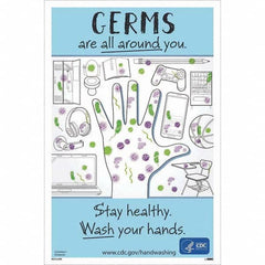 NMC - "COVID-19 - Germs Are All Around You", 12" Wide x 18" High, Paper Safety Sign - All Tool & Supply