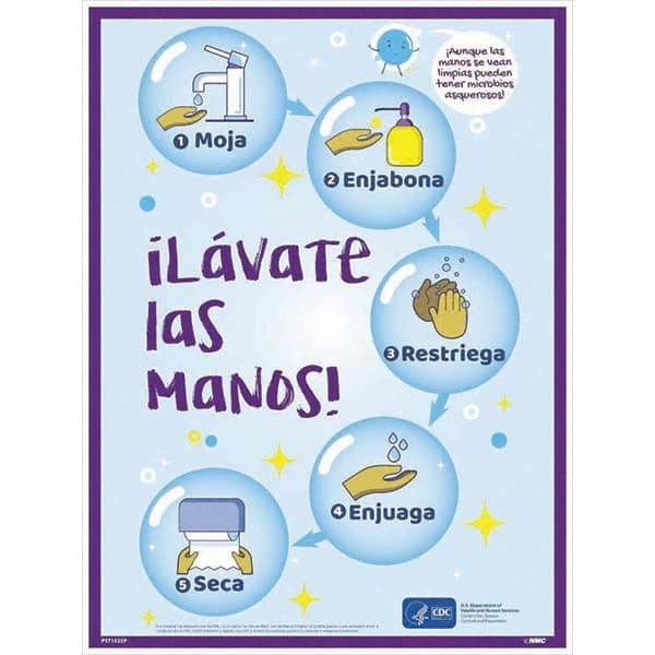 NMC - "COVID-19 - Il\xE1vate Las Manos!", 18" Wide x 24" High, Paper Safety Sign - All Tool & Supply