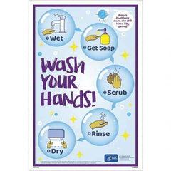 NMC - "COVID-19 - Wash Your Hands", 12" Wide x 18" High, Vinyl Safety Sign - All Tool & Supply