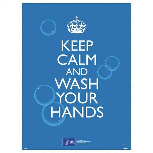 NMC - "COVID-19 - Keep Calm And Wash Your Hands", 18" Wide x 24" High, Paper Safety Sign - All Tool & Supply