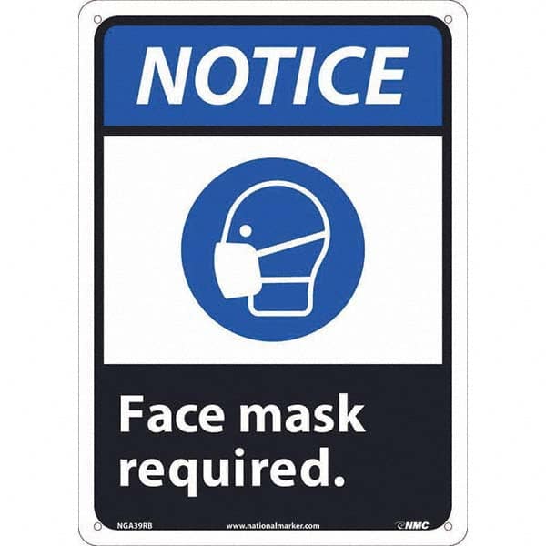 NMC - "Notice - Face Mask Required", 10" Wide x 14" High, Rigid Plastic Safety Sign - All Tool & Supply