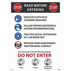 NMC - "COVID-19 - STOP - Read Before Entering", 18" Wide x 24" High, Paper Safety Sign - All Tool & Supply