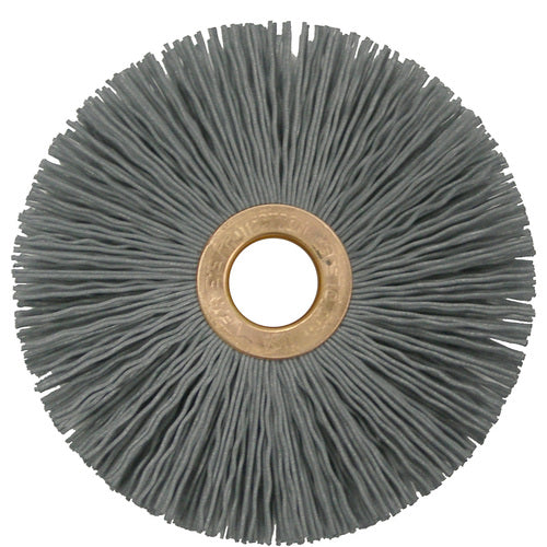 3″ Small Diameter Nylox Wheel Brush, .022/320SC Crimped Fill, 1/2″ Arbor Hole - All Tool & Supply