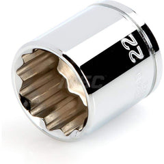 Hand Socket: 3/8″ Drive, 22 mm Socket, 12-Point Chrome-Plated & Polished